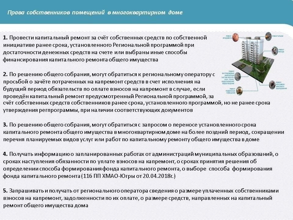 Права и обязанности собственников при капитальном ремонте